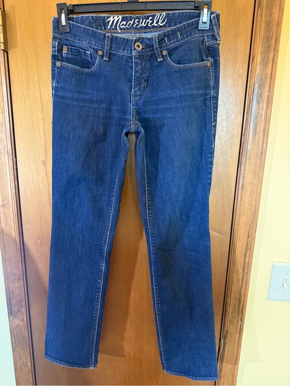 Madewell Mid-Rise Rail Straight Jeans in Deep Blue